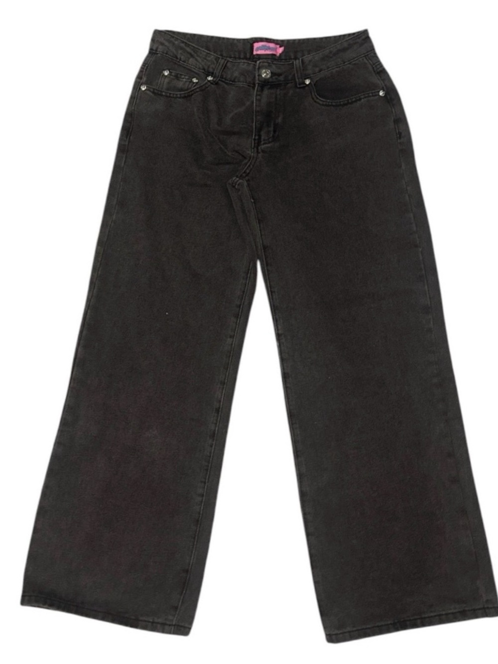 Edikted Petite Jeans Raelynn Low Rise Baggy Denim Casual Sz S Black Washed NWT